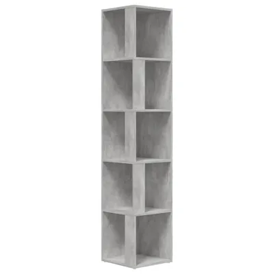 Image de vidaXL Étagère d'angle gris béton 33x33x164,5 cm Bois composite