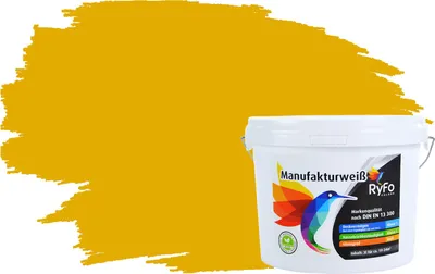 Produktbild von RyFo Colors Bunte Wandfarbe Manufakturweiß Ginstergelb 3l - weitere Grau Farbtöne und Größen erhältlich, Deckkraft Klasse 1, Nassabrieb Klasse 1