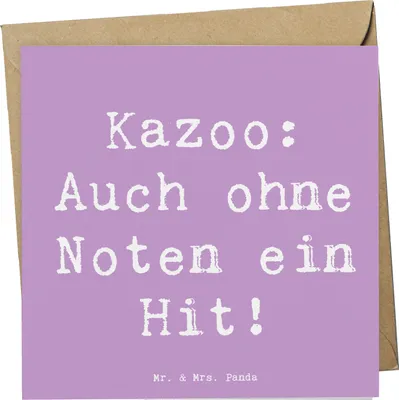 Produktbild von Mr. & Mrs. Panda Grußkarte Spruch Kazoo Hit - Lavendeltraum - Geschenk, Musikinstrument, Musiker, Musik, Glückwunschkarte, Klappkarte, musikalischer Spaß, doppelkarte