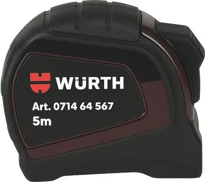 Produktbild von WÜRTH Pull Lock Taschenbandmaß 5 m x 25 mm – Rollbandmaß mit Kunststoffgehäuse – Klasse II