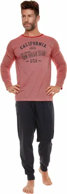 Produktbild von Moonline nightwear  Herren langarm Schlafanzug, XL, Rot/Dunkelblau