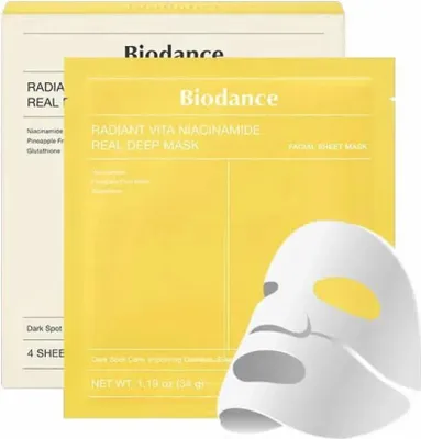 Productafbeelding van Biodance Radiant Vita Niacinamide Diepwerkende Masker, set van 4