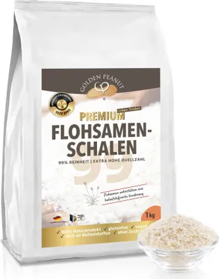 Produktbild von GOLDEN PEANUT Flohsamenschalen 1 kg - 99% Reinheit, Indien, Naturprodukt, höchste Quellzahl, ballaststoffreich, vegan