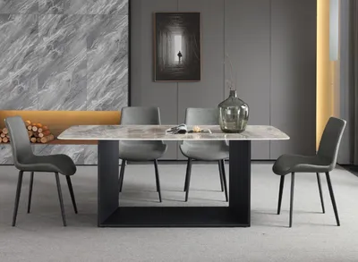 Produktbild von Esstisch Moderne Edelstahl Esszimmer Wohnzimmer Küche Tische Design Tisch Metall