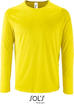 Image de SOLs 02071 | T-shirt de sport à manches longues homme Sporty - Couleur : Neon Yellow - Taille : XL