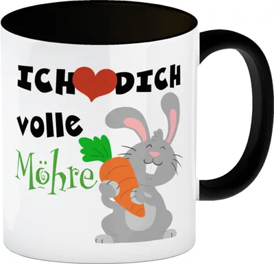Produktbild von Ich liebe dich volle Möhre Kaffeebecher Schwarz
