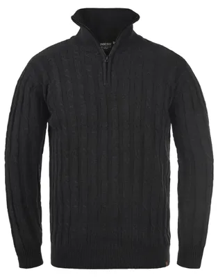 Produktbild von INDICODE IDPaulo Herren Strickpullover Troyer Grobstrick Pullover mit Troyerkragen 100% Baumwolle Regular fit