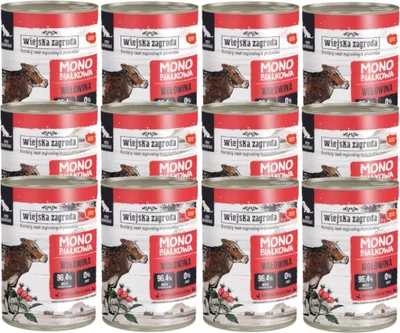 Immagine prodotto di Wiejska Zagroda Monoprotein Alimento umido per cani con carne di manzo 12x400g