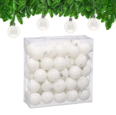 Productafbeelding van Kerstballen - Set van 50 - Kunststof - Glanzend -˜ 6 cm - Wit