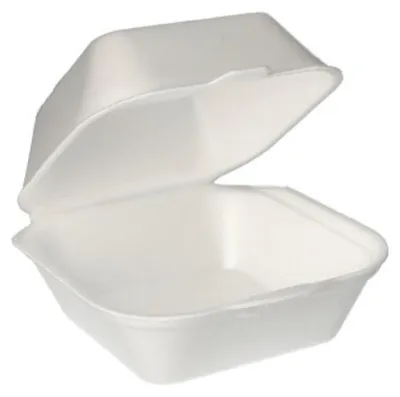 Immagine prodotto di 100 scatole per hamburger con coperchio a cerniera, XPS 7,5 cm x 12 cm x 12 cm bianco