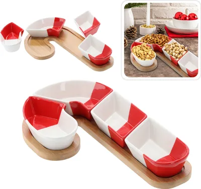 Produktbild von Weihnachten Vorspeisen-Servier-Set, Zuckerstange – 4 Schalen