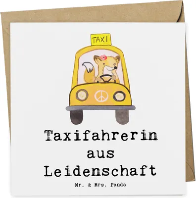 Produktbild von Mr. & Mrs. Panda Glückwunschkarte Taxifahrerin Leidenschaft - Weiß - Geschenk, doppelkarte, Grußkarte, Klappkarte, faltkarte, anlasskarte