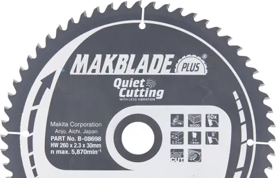 Immagine prodotto di Lama circolare Makita, MAKBLADE PLUS 260 x 30 mm - 60 denti