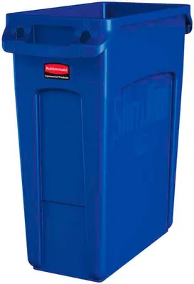 Produktbild von Rubbermaid Slim Jim Mülleimer mit Belüftungskanälen | 60 Liter, HxBxT 63,5x28x56cm | Blau