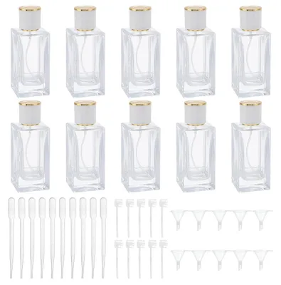 10er-Pack 50 ml Glas-Parfumflaschen, klare Zerstäuber, leer