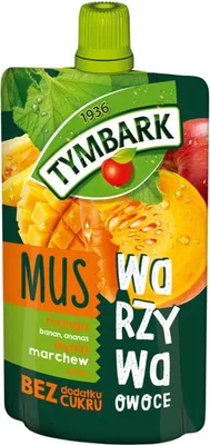 Zdjęcie produktu dla Tymbark Mus Mango Banan Ananas Dynia Marchew Jabłko 100 G
