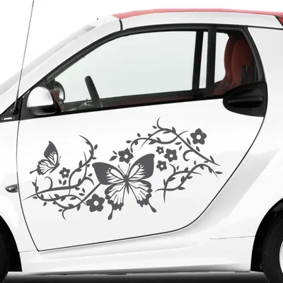 Produktbild von Aufkleber - 2 Stk. Autoaufkleber Butterfly Rankelement je 70cm x 31cm dunkelgrau - Tuning Carystyling Heckscheibe Auto