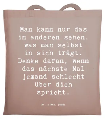 Produktbild von Mr. & Mrs. Panda einkaufsshopper Spruch Mobbing bewältigen Spiegelbild - Braun Pastell - Geschenk, innere Stärke, Hoffnung, Tasche, Kritik, Trost, Beutel, Aufmunterung
