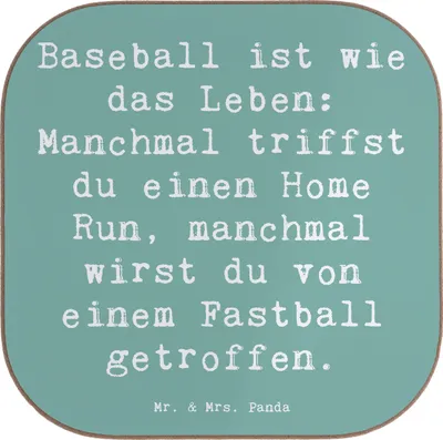 Produktbild von Mr. & Mrs. Panda Untersetzer für Gläser Spruch Baseball Leben - Meeresbrise - Geschenk, Sportler, Motivation, Teamsport, Tischschoner, Spielfeld, Sportart, Teamgeist