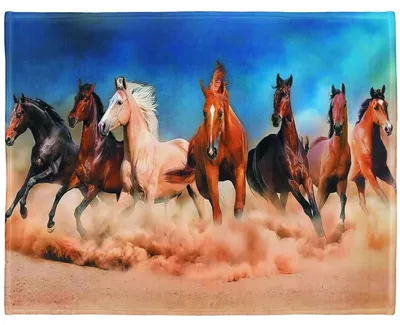 Productafbeelding van Zacht en Warm Fleece Dekentje met Woestijnpaardenprint