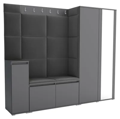 Produktbild von Garderobe LUTON 8 ANTHRACITE 15 - Farbe: anthrazit, moderne Garderobe 40x220x186 cm, funktionelle Lösung für den Flur, Garderobe, Möbel für den Flur,