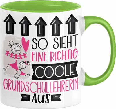 Produktbild von Grundschullehrerin Geschenk Tasse Geschenkidee für Grundschullehrerin Geburtstag Weihnachten Spruch So Sieht Eine Richtig Coole Grundschullehrerin Aus Kaffee-Becher  (Grün)