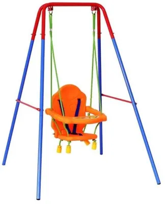 Produktbild von Babyschaukel 3-in-1 mit Gestell, Metallständer, Kunststoff, orange, für Innen- und Außenbereich