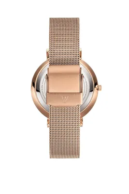 Image de Paul Valentine Ladies Wristwatch - Rose Gold Pink Seashell Mesh - PV32611