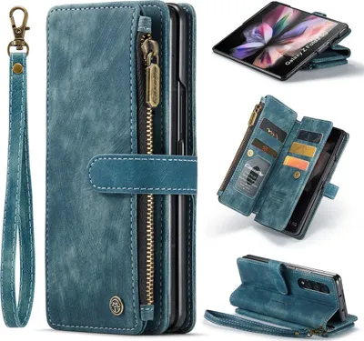 Produktbild von Caseme C30 Samsung Galaxy Z Fold 4 Hülle Klapphülle Geldbörse - Blau