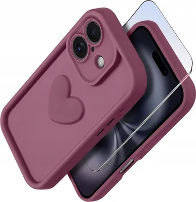 Produktbild von Silikonhülle für iPhone 16 Plus MATT Herz + 9H Displayschutzglas