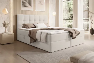 Produktbild von Boxspringbett Schlafzimmerbett ARTURO 120x200cm Stoff Freya Altweiß