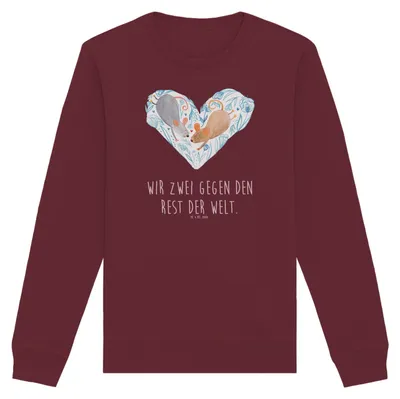 Produktbild von Mr. & Mrs. Panda Bio Pullover Mäuse Herz Größe M - Burgundy - Geschenk, Sweater, Liebesspruch, Sweatshirt, Pulli, Liebe, Baumwoll, Freundin, für Immer, Hochzeit
