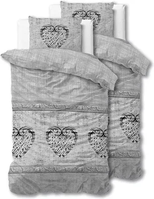 Produktbild von Vierer-Set aus Grau-Vintage-Design, 135cm x 200cm, 2 Kissenbezüge 80cm x 80cm, zart, streichfrei, mit Klettverschluss