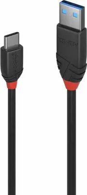 Produktbild von Lindy 36915, 0,5 m, USB A, USB C, USB 3.2 Gen 1 (3.1 Gen 1), 10 Gbit/s, Schwarz