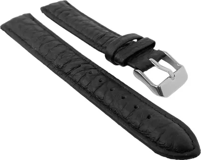 Produktbild von Uhrenarmband Minott | schwarz weiches Leder genarbt und gepolstert, Stegbreite:20mm
