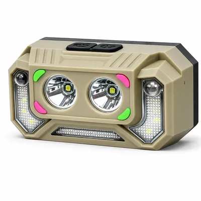 Produktbild von Leichte Stirnlampe, Bewegungssensor & Blinklicht, USB-C aufladbar, 10Std. Laufzeit, wasserdichte LED Kopflampe für Camping, Laufen, Angeln, Arbeit