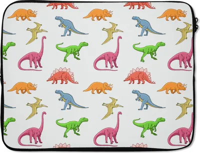 Produktbild von MuchoWow® Laptop Hülle 15 Zoll Muster - Dino - Kinder - Farben - Kinder - Junge Laptoptasche - Laptoptasche - Sleeve - Rundum-Schutz