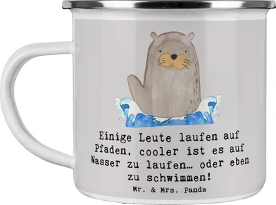 Produktbild von Mr. & Mrs. Panda Pott Schwimmen Pfade - Grau Pastell - Geschenk, Training, Sportler, Sport, Rückenschwimmen, Schwimmer, Haferl, Teamsport, Teetasse, Schwimmbad, Sportart