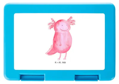 Produktbild von Mr. & Mrs. Panda Lunchbox Axolotl Glücklich - Weiß - Geschenk, gut Gelaunt, Lurch, Bentobox, Essensbox, Schwanzlurch, Gute Laune, Essensbehälter, Bento Box, Snackbox