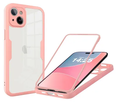 Produktbild von 360 Grad Handyhülle für Apple iPhone 15 Full Cover Rundum Schutz Farbe: Rose