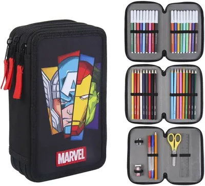 Produktbild von Federmäppchen mit Zubehör The Avengers 43 Stücke Schwarz (12,5 x 6,5 x 19,5 cm)