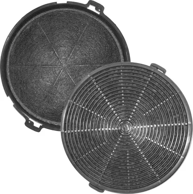 Two charcoal filters for a range hood, shown from a top-down perspective.