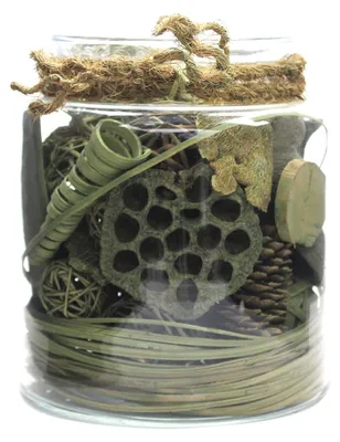 Image de Vase Décoratif Flora 310 en Verre avec Fleurs Séchées Vertes