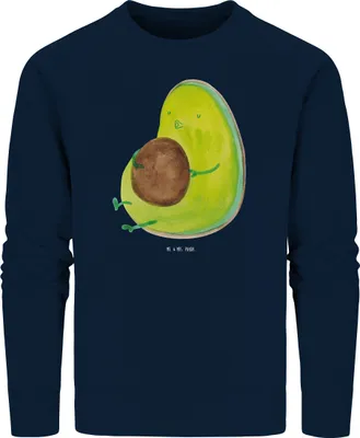 Produktbild von Mr. & Mrs. Panda Baumwoll Pullover Avocado Pfeifen Größe S - French Navy - Geschenk, Schwanger, Sweatshirt, Pulli, Abnehmen, Rund, Sweater