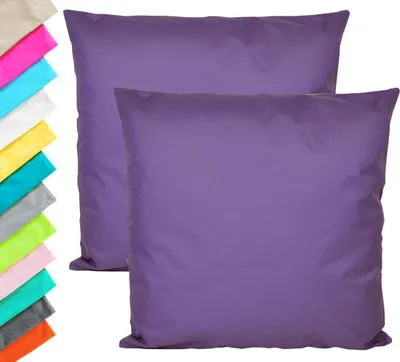 Produktbild von 2x Outdoor Lounge Kissen 45x45cm Dekokissen Set Inkl. Füllung Wasserfest Sitzkissen Garten Stuhl Lotus Effekt, Farbe:Lila