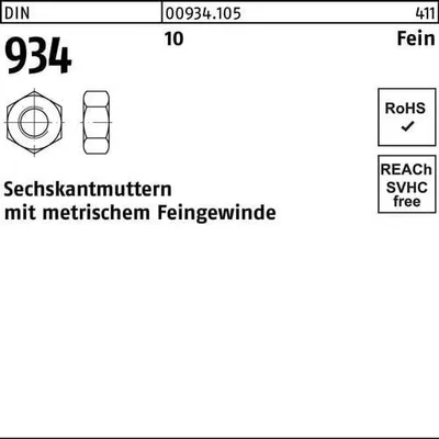 Produktbild von Reyher  Sechskantmuttern DIN 934 10 M 30 x 1,5 (10 Stück)