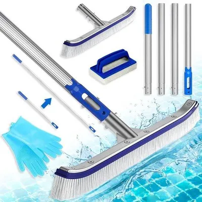 Produktbild von Famanu Schwimmbadbürste 43 cm mit verstellbarem Aluminiumstiel - robust und effektiv