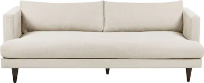 Produktbild von BELIANI 3-Sitzer Sofa Hellbeige Stoffbezug mit Schmalen Hohen Armlehnen Lose Rücken- und Sitzkissen Freistehend Modern Wohnzimmer Polstersofa Stoffsofa