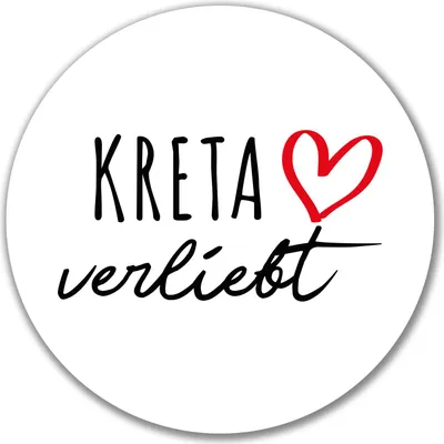 Produktbild von Huuraa Aufkleber Kreta verliebt 10cm rund Sticker Geschenkidee