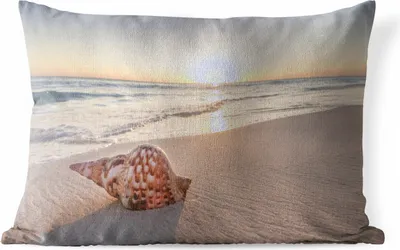 Produktbild von MuchoWow® Outdoor Kissen - Muschel - Strand - Himmel - 50x30 cm - Wetterfest - Lounge Kissen - Sofa kissen - Wohnzimmer Dekoration